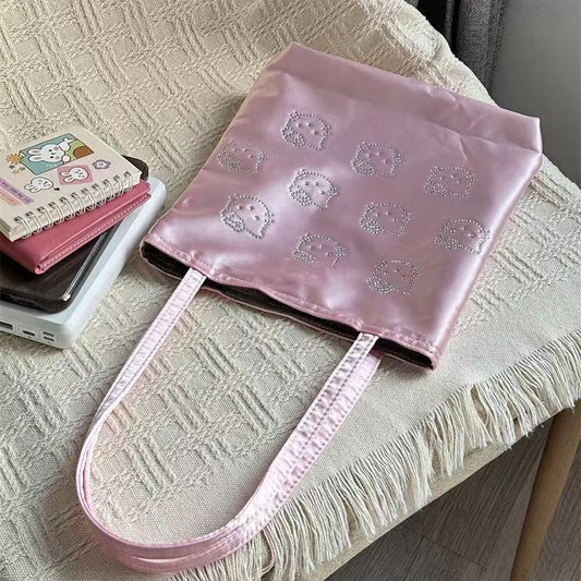 Printed Satin Silk Cute High Sense Tote Bags