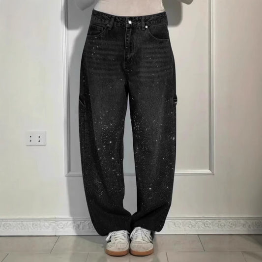 Women's Cool Fashion Starry Rhinestone Casual Jeans