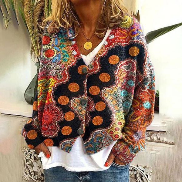 Women's Printed Wear Soft Feel Casual Cloak Sweaters