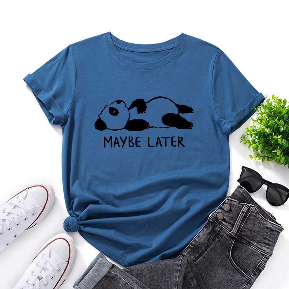 Women's Leisure Panda Printing Loose Round Neck Shorts