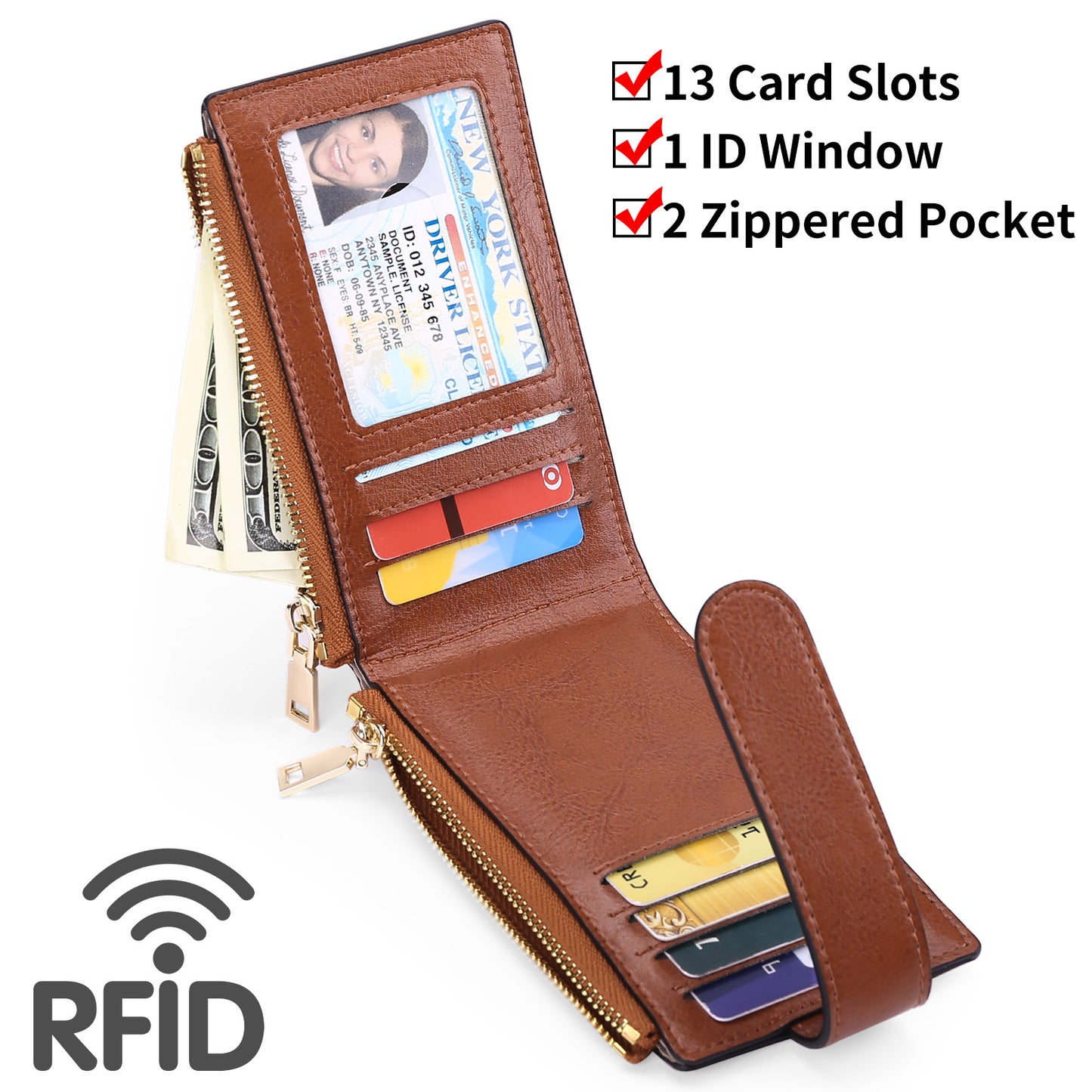 Genuine Leather Tracker Large Capacity Swiping Card Holder