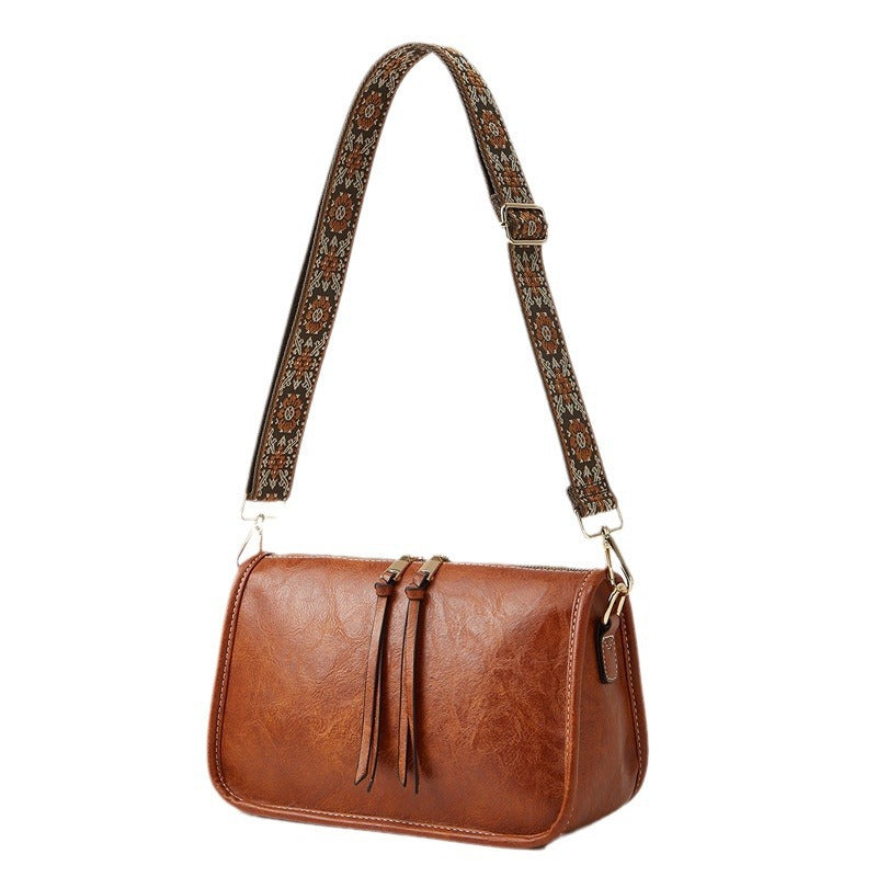 Women's Retro Solid Color Fashion Bohemian Wide Crossbody Bags