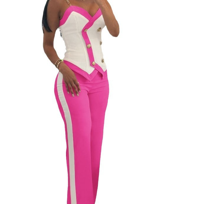 Women's Slim Fit Slimming Contrast Color Double Suits