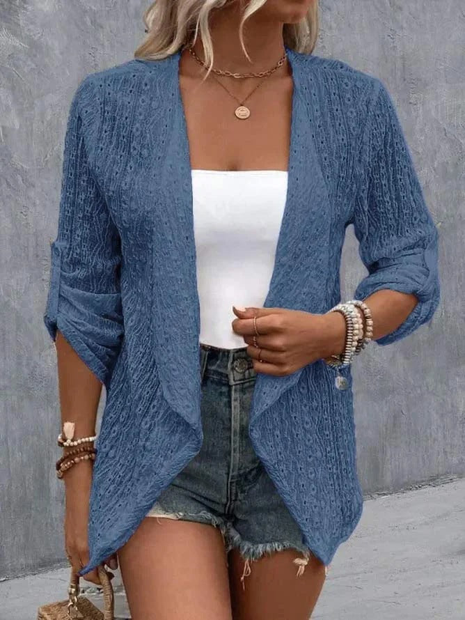 Women's Solid Color Casual Sleeve Middle Button Women's T-shirt
