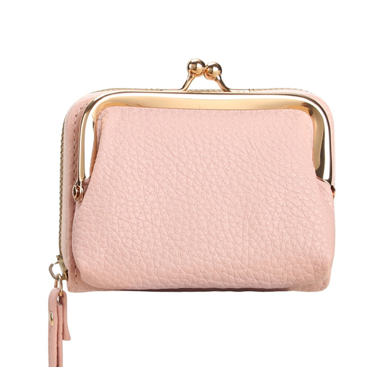 Women's Fashion Short Soft Lychee Pattern Zipper Multiple Slots Card Holder