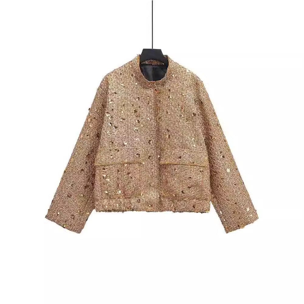 Women's Quality Autumn Fashion Beads Decoration Sequined Jackets