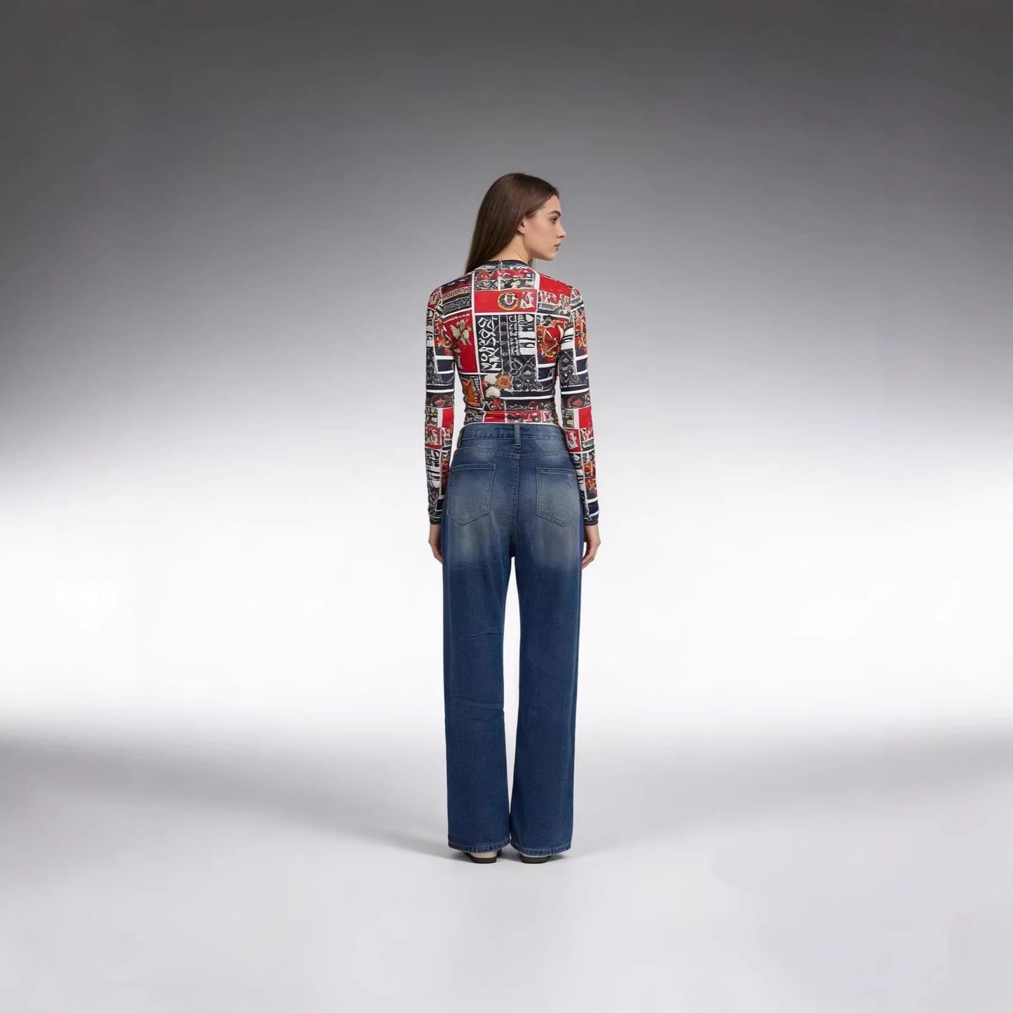Women's Tassel Water Washed Hole Long Straight Women's Jeans