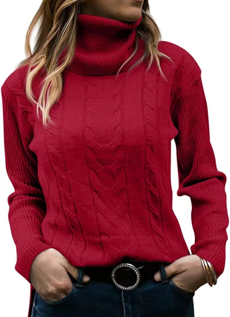 Women's Solid Color Turtleneck Retro Long Sleeve Sweaters