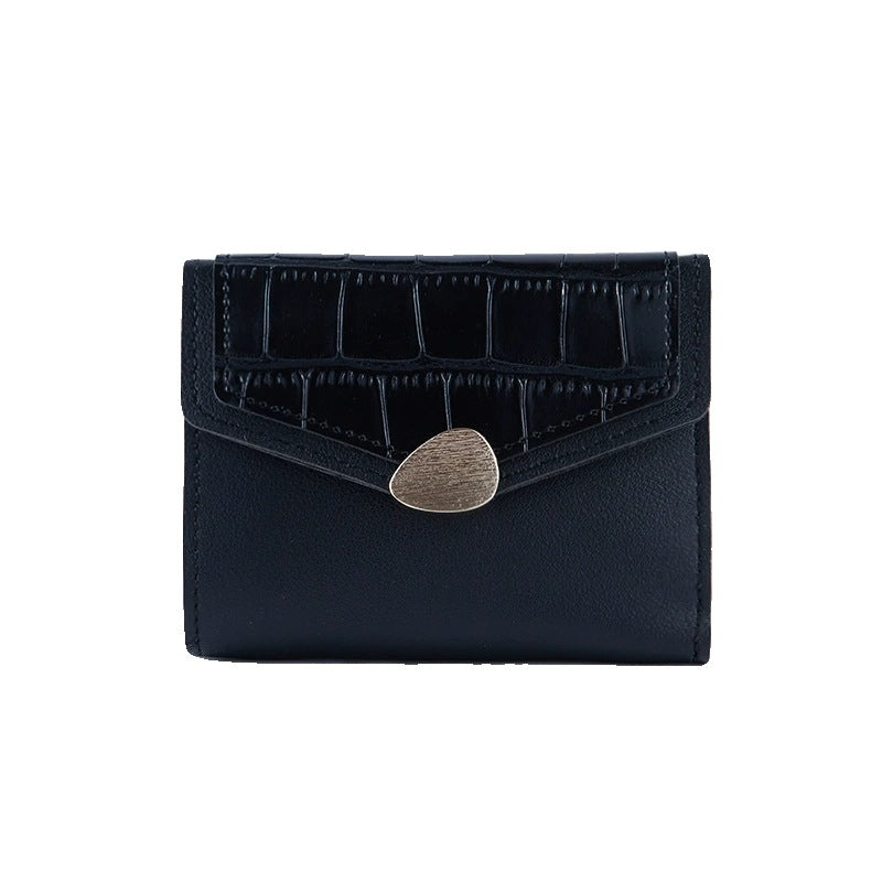 Women's Short Stone Pattern Retro Folding Ladies Wallets