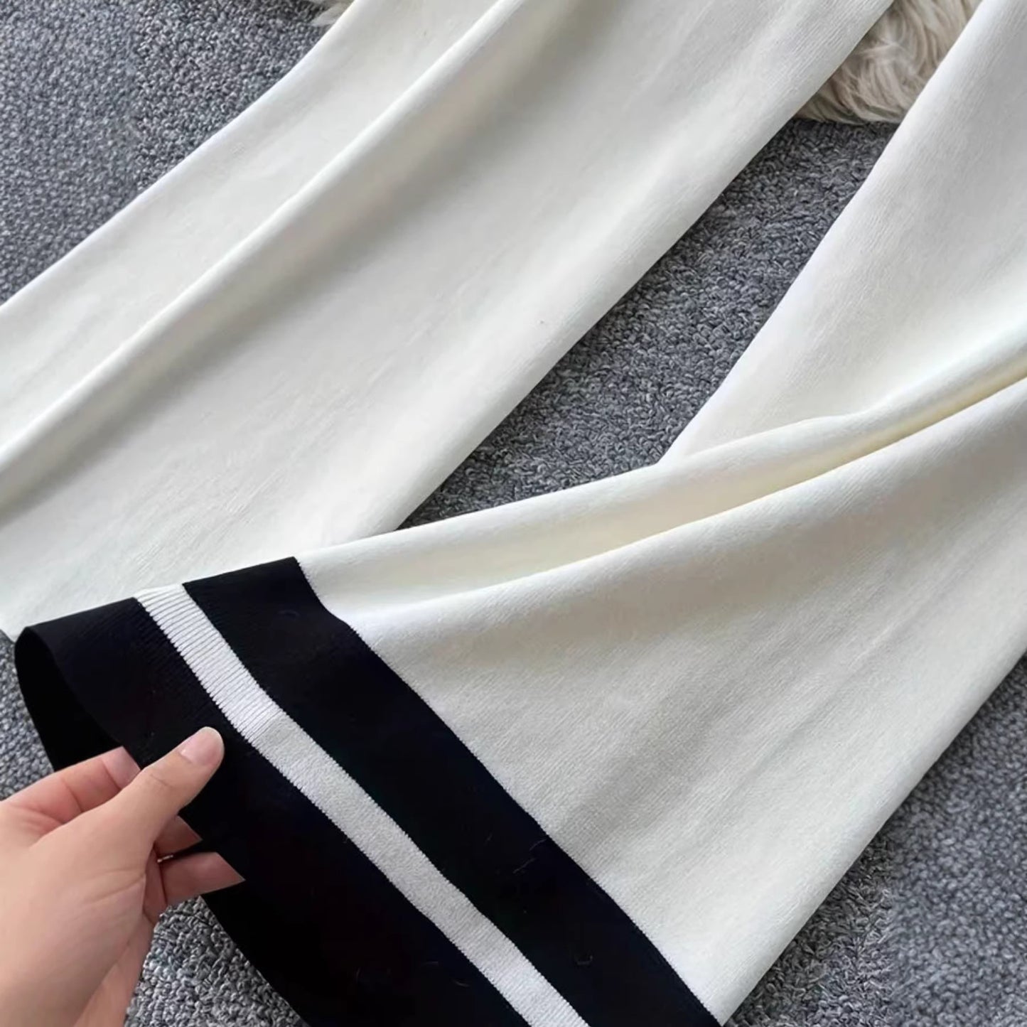 Women's Sleeveless Knitted Two-piece High Waist Straight Suits