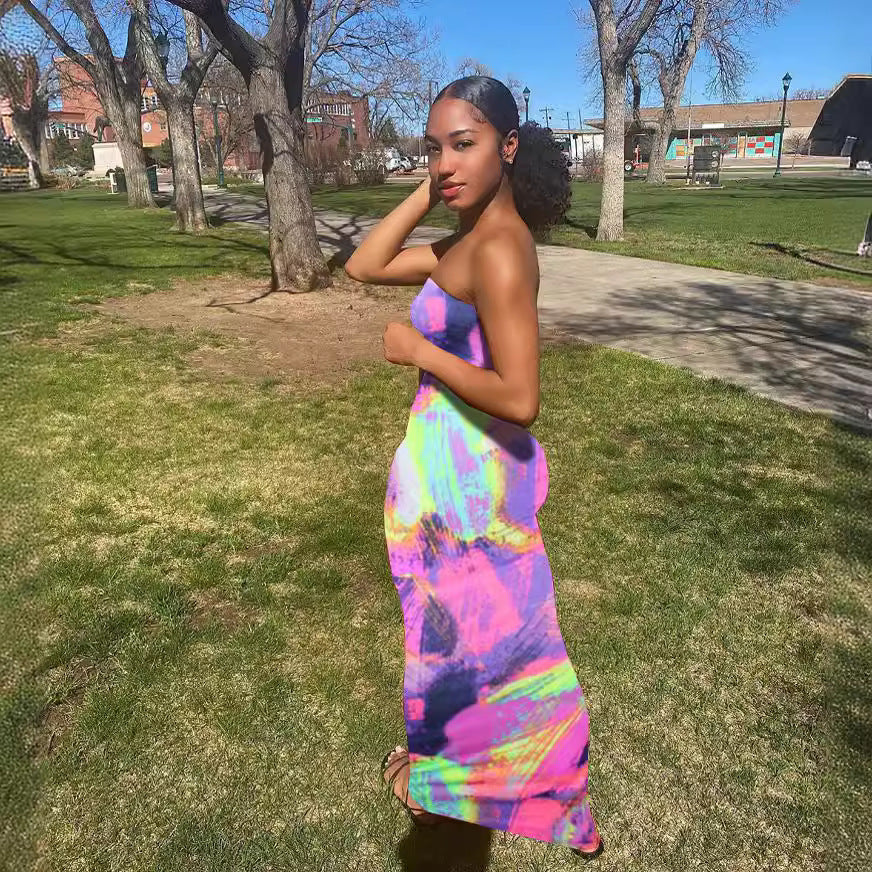 Classic Beautiful Glamorous Women's Colorful Tube Dress