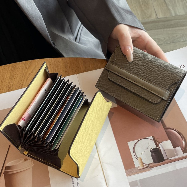 Women's Cowhide Large Capacity Multiple Slots Solid Card Holder