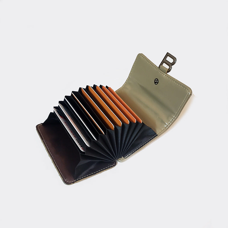 Multiple Slots Leather Snap Button Flip Card Holder