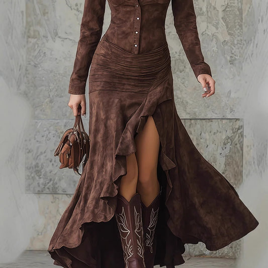 Women's Elegant Graceful Zipper Lapel Pocket Dress Dresses