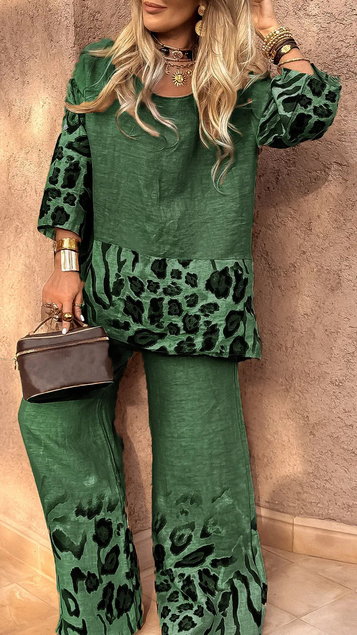 Women's Floral Print Mid-length Sleeves High Waist Suits