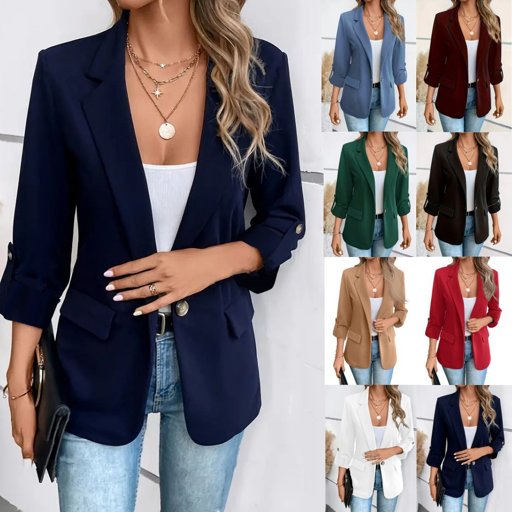 Women's Fashionable Solid Color Long Sleeve Suits