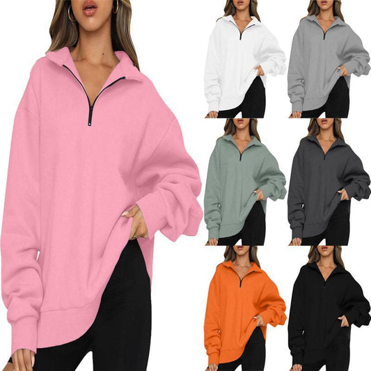 Women's Casual Half Zipper Pullover Long Sleeve Women's Sweater, Sweater