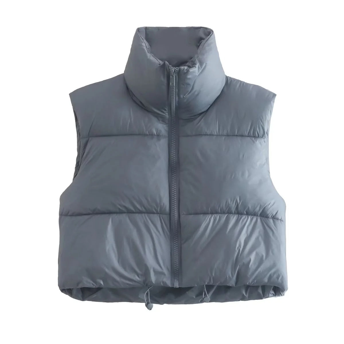 Sleeveless Zipped Stand Collar Cotton Winter Vests