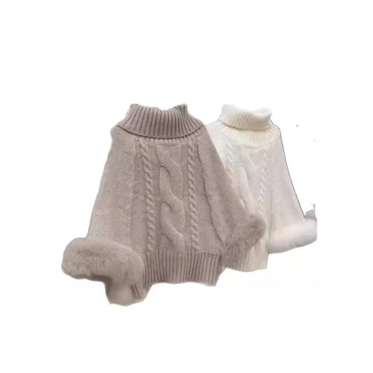 Women's Pullover Half Turtleneck Contrast Design Imitation Fox Sweaters