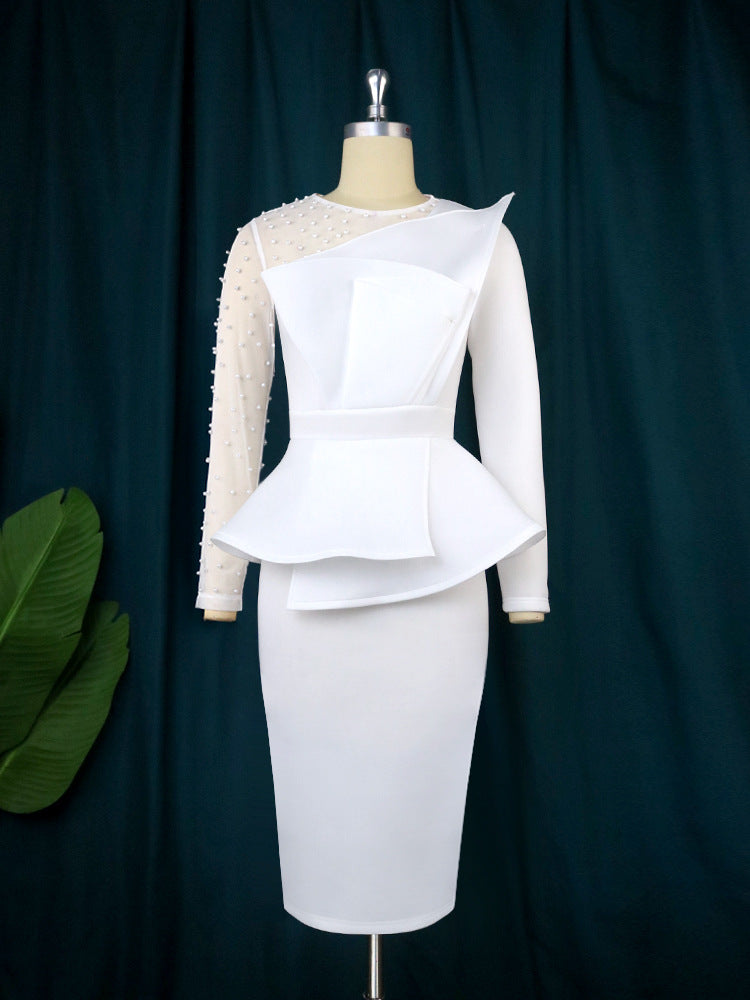 Cutting Piece Stitching Dress Beaded High Dresses