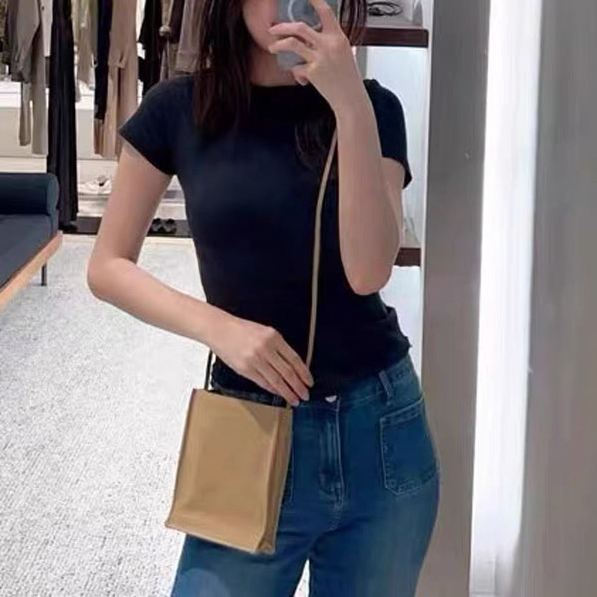 New Suede Genuine Leather Mobile Commute Crossbody Bags