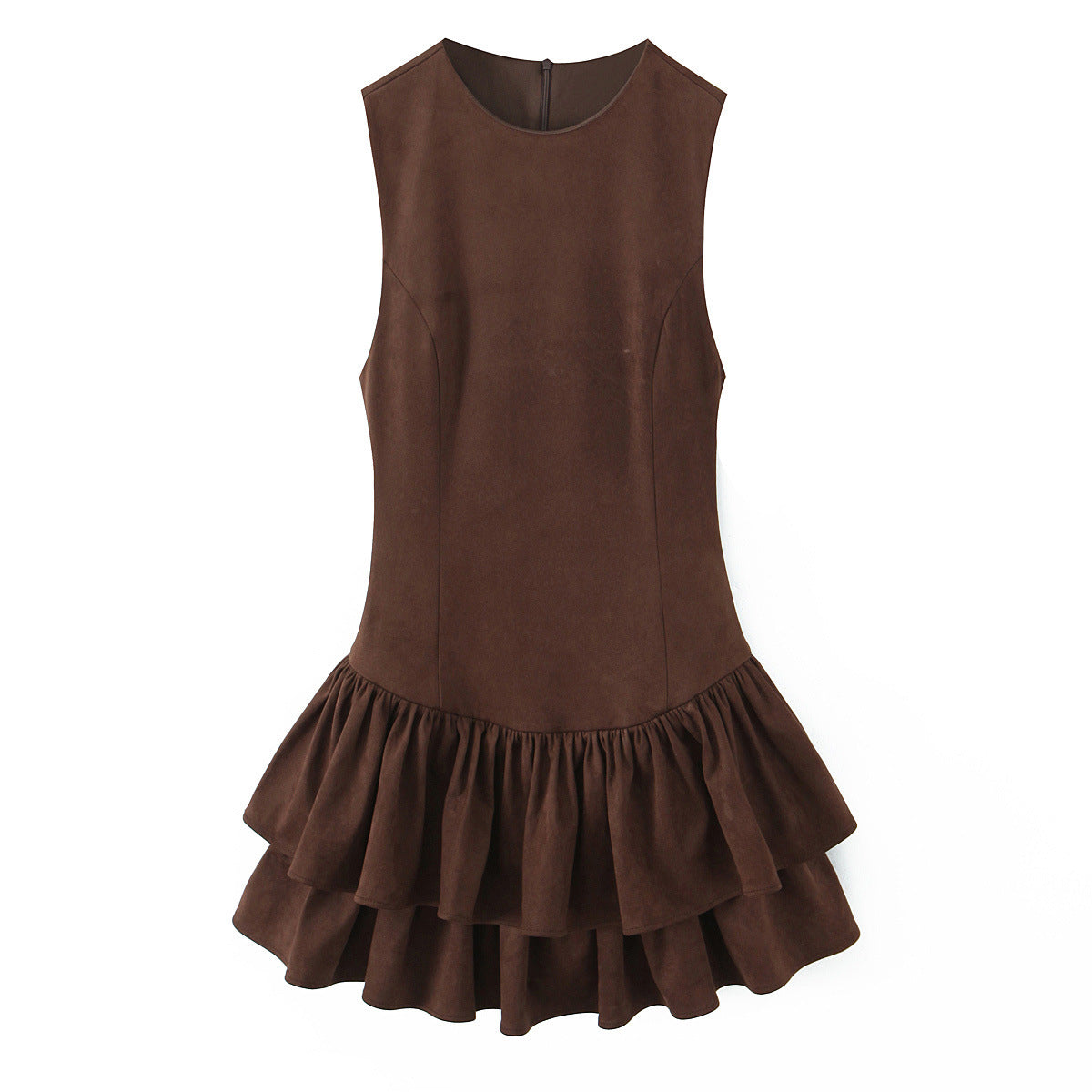 Women's Fashion Laminated Decoration Suede Texture Effect Dresses