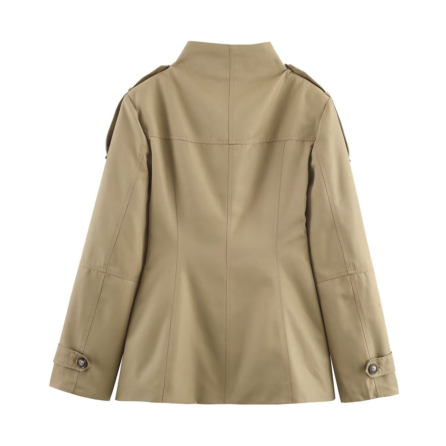 Women's Fashion Casual Design Sense Stand-up Collar Cinched Strap Coats
