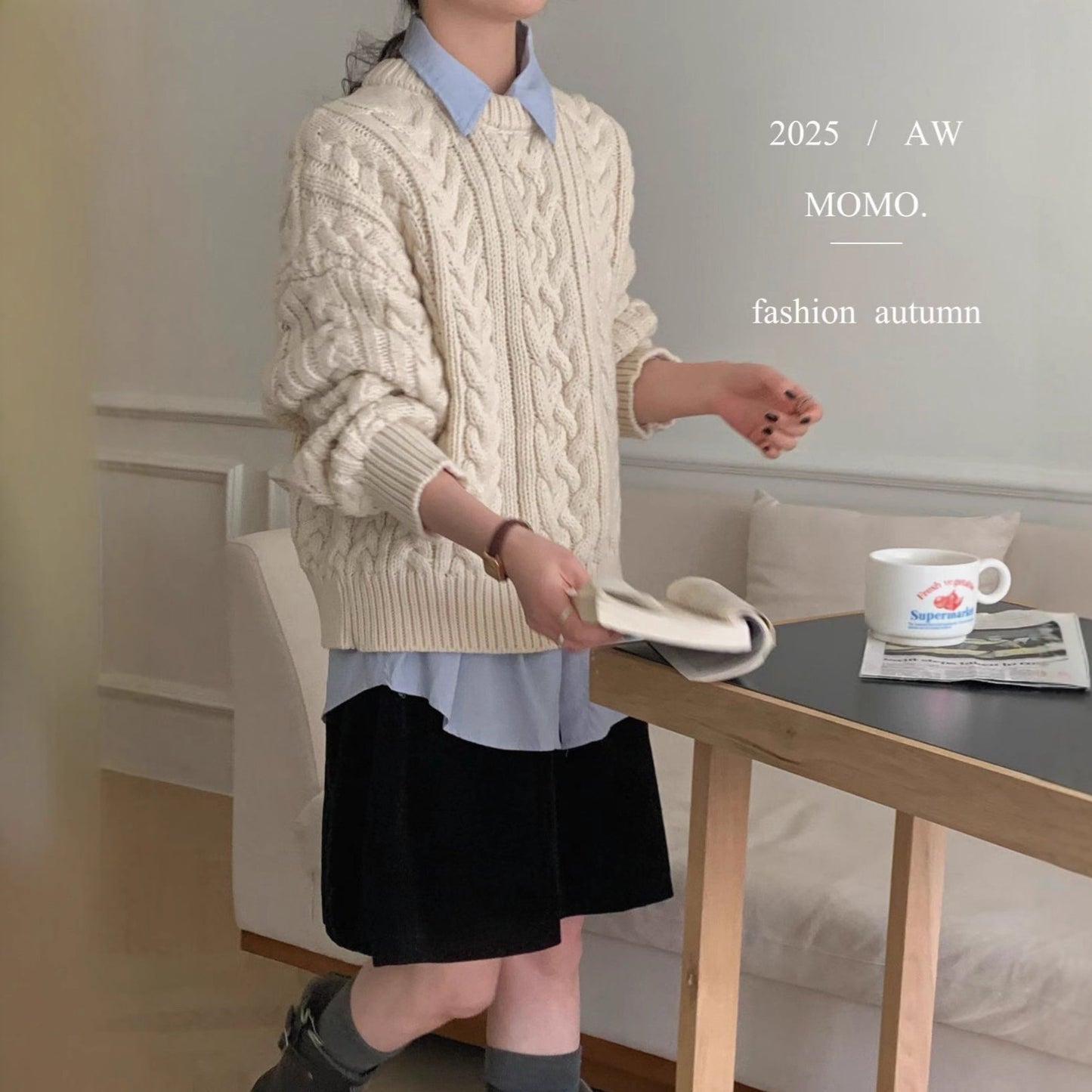 Women's Thick Twist Soft Glutinous Round Neck Needle Knitwear