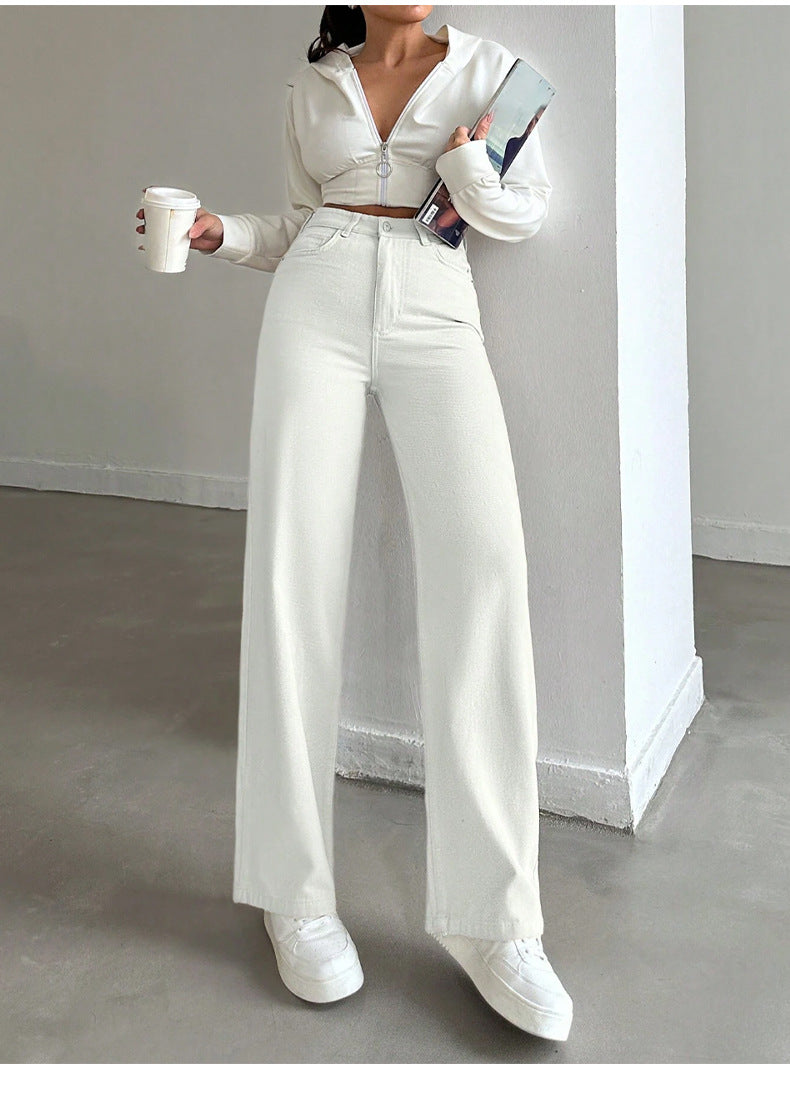 Women's Narrow For Elastic Draping Tall Lengthened Jeans