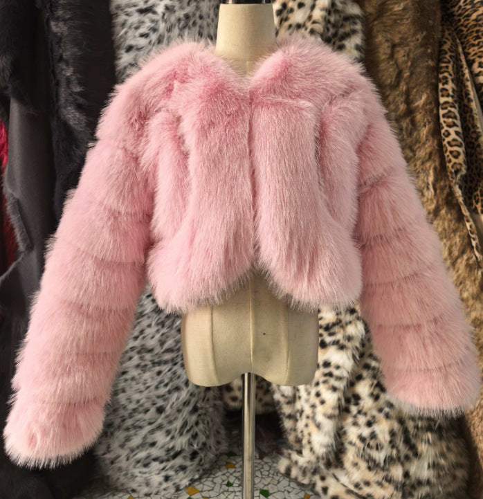 Faux Fur Fox Stitching Winter Warm Coats