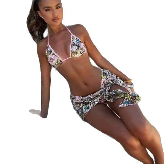 Desire Slim Western Slimming Sequined Bikini Tops