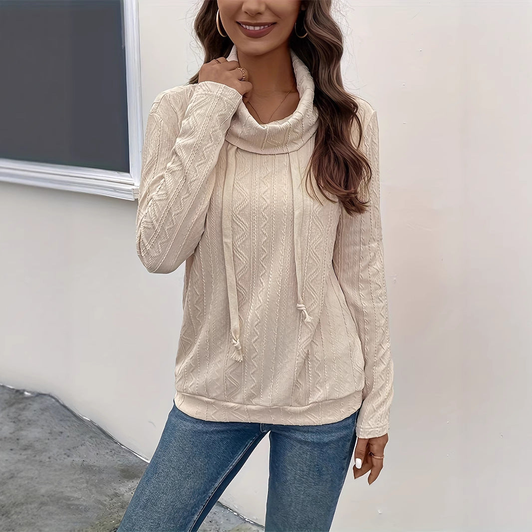 Women's Long Sleeve Hooded Drawstring Pullover Women's Sweater, Sweater