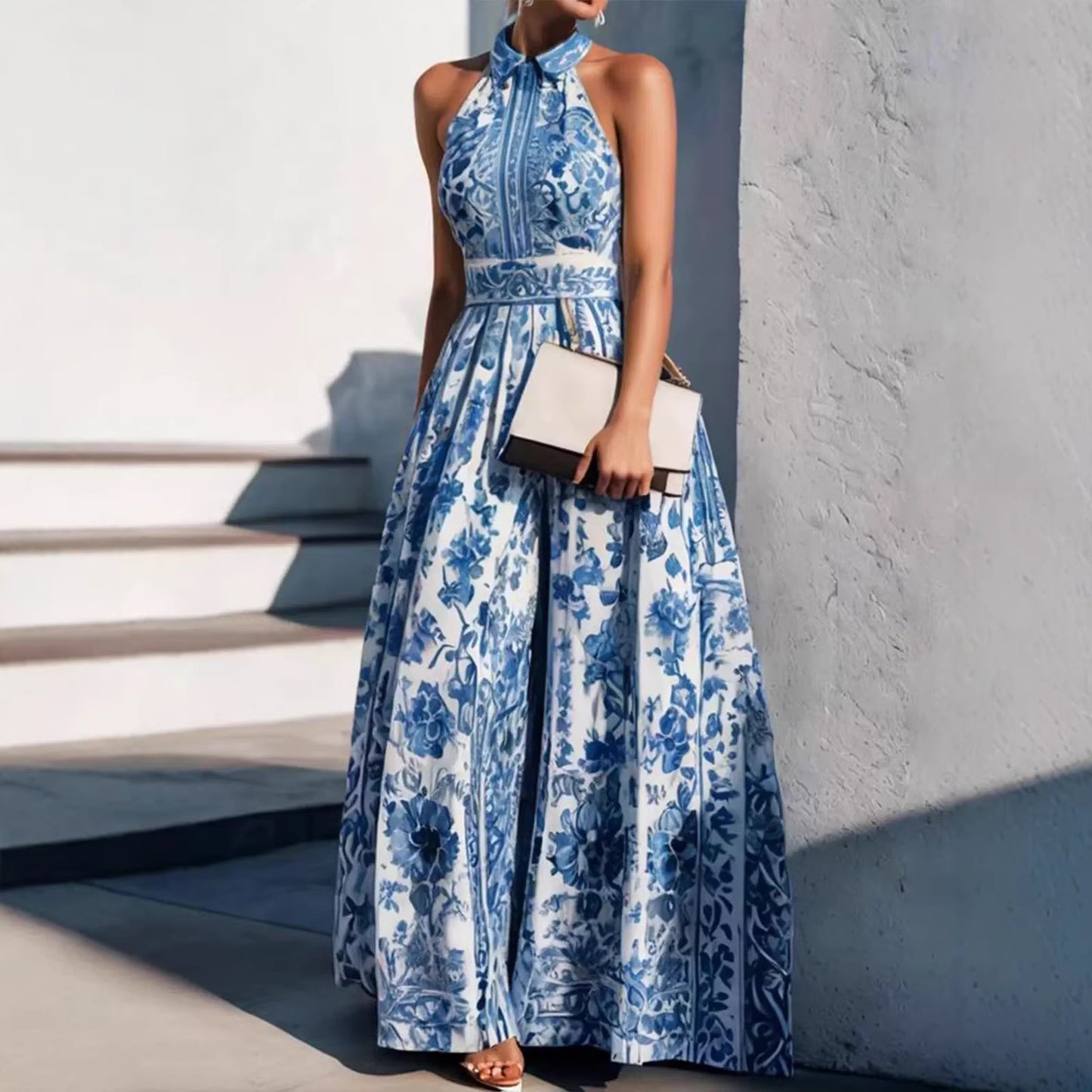 Stylish Women's Fashion Elegant Flowers Printed Dress