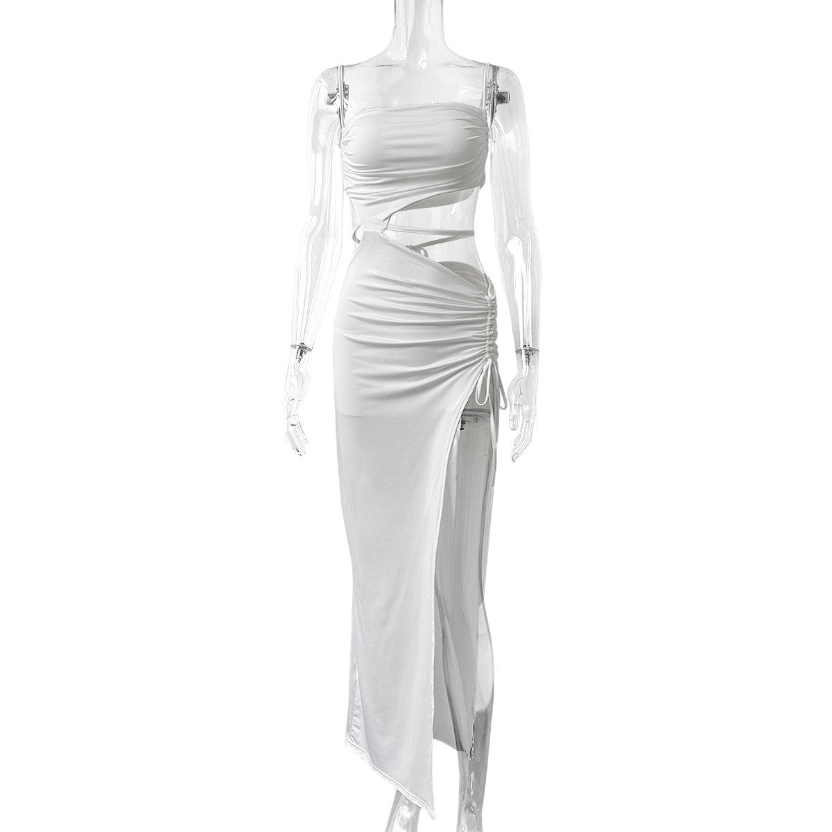 Women's Diagonal Collar Suspender Sexy Lacing Hollow Dress
