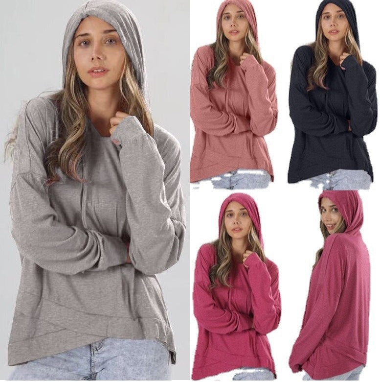 Charming Women's Autumn Hem Irregular Hooded Women's Sweater, Sweater
