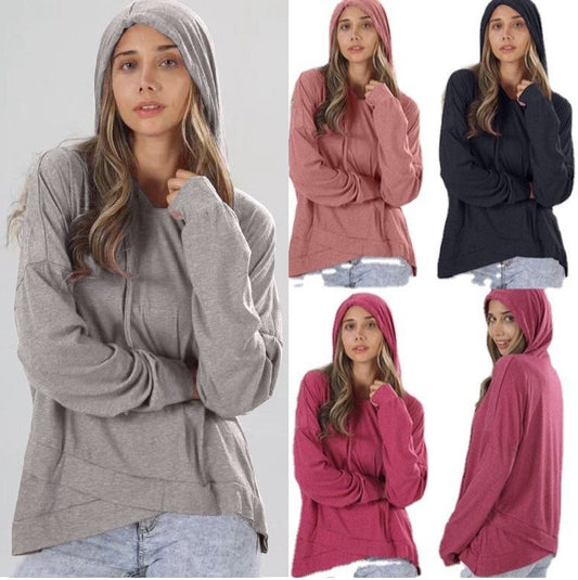 Charming Women's Autumn Hem Irregular Hooded Women's Sweater, Sweater