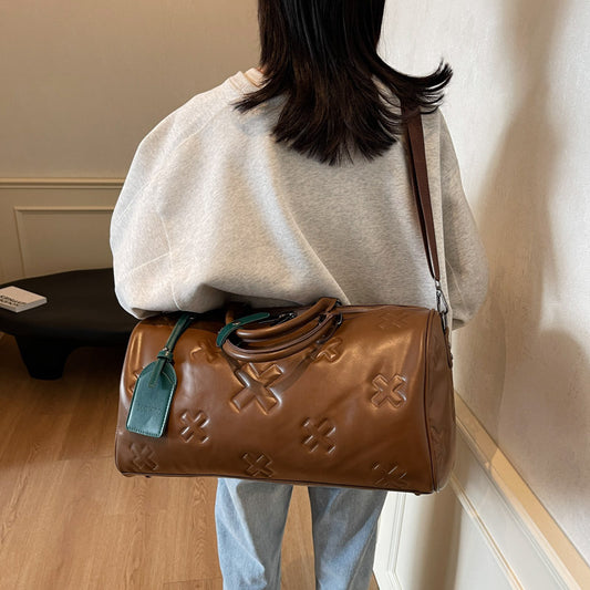 Embossed Fashion Hand-held Large Capacity Female Travel Bags