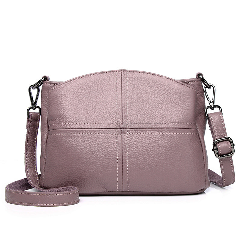 Women's First Layer Cowhide Stitching Soft Leather Bags