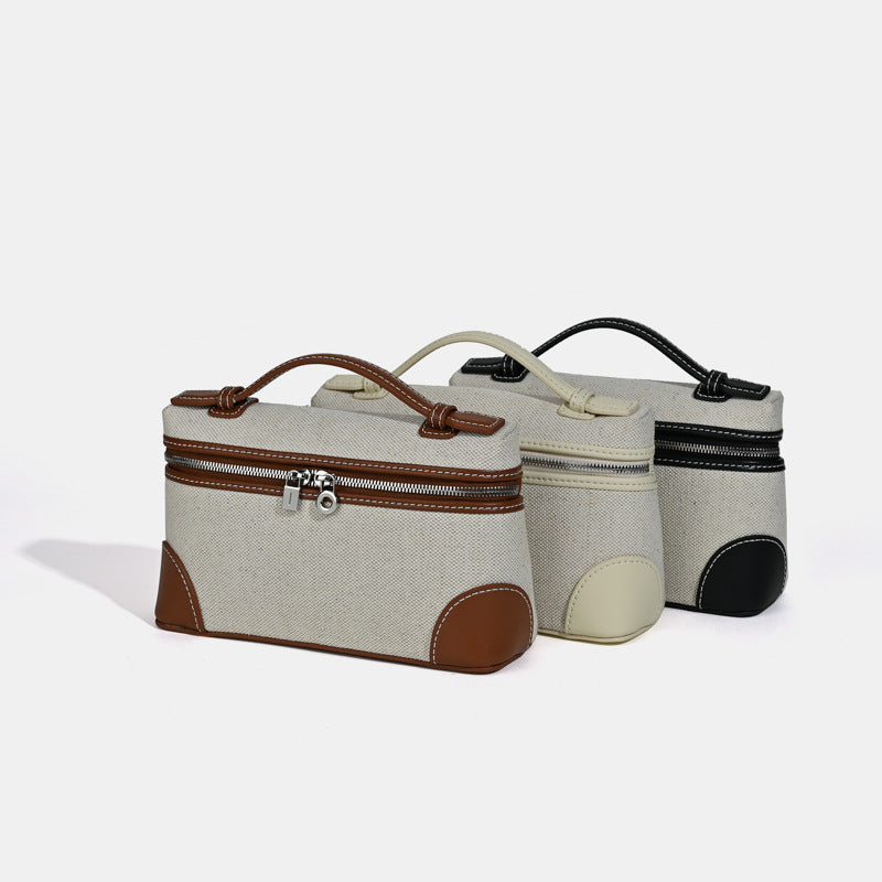 Women's Summer Cowhide With Canvas Lunch Small Square Bags