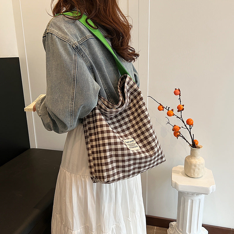 Female Trendy Check One College Literary Shoulder Bags