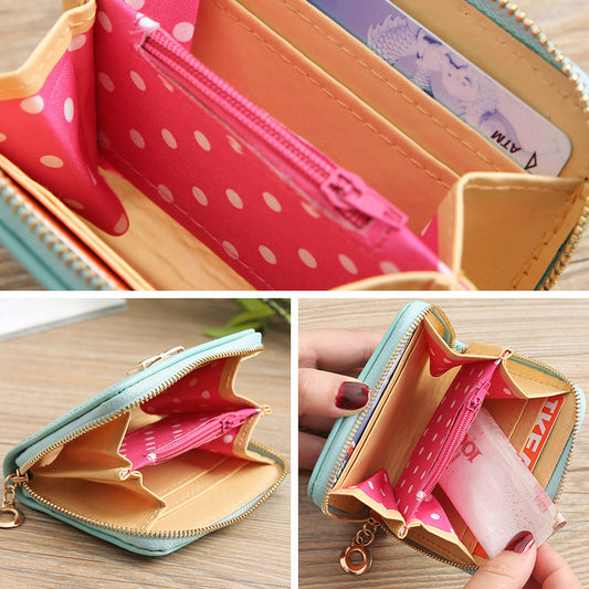 Korean Style Fashion Bow Mini Zipper Ladies Wallets