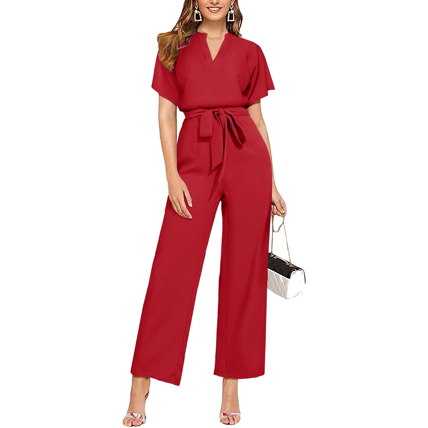 Charming Women's Summer Solid Color Belt Jumpsuits