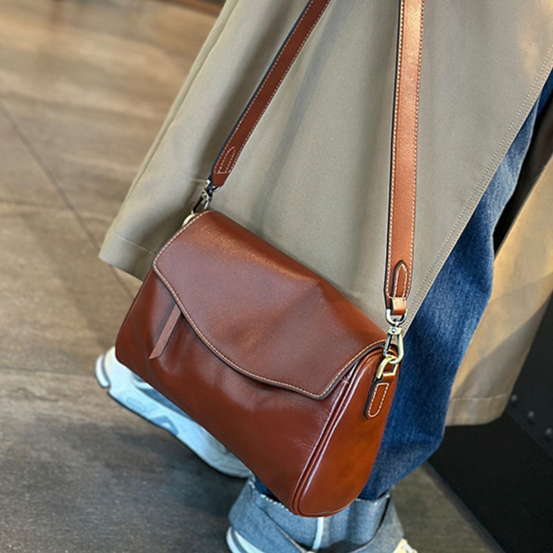 Women's Underarm Large Capacity First Layer Cowhide Bags