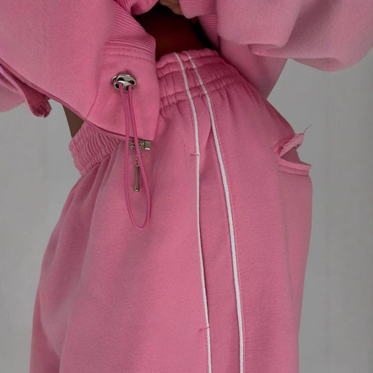 Sports Two-piece Fashion Zipper Hooded Loose Suits