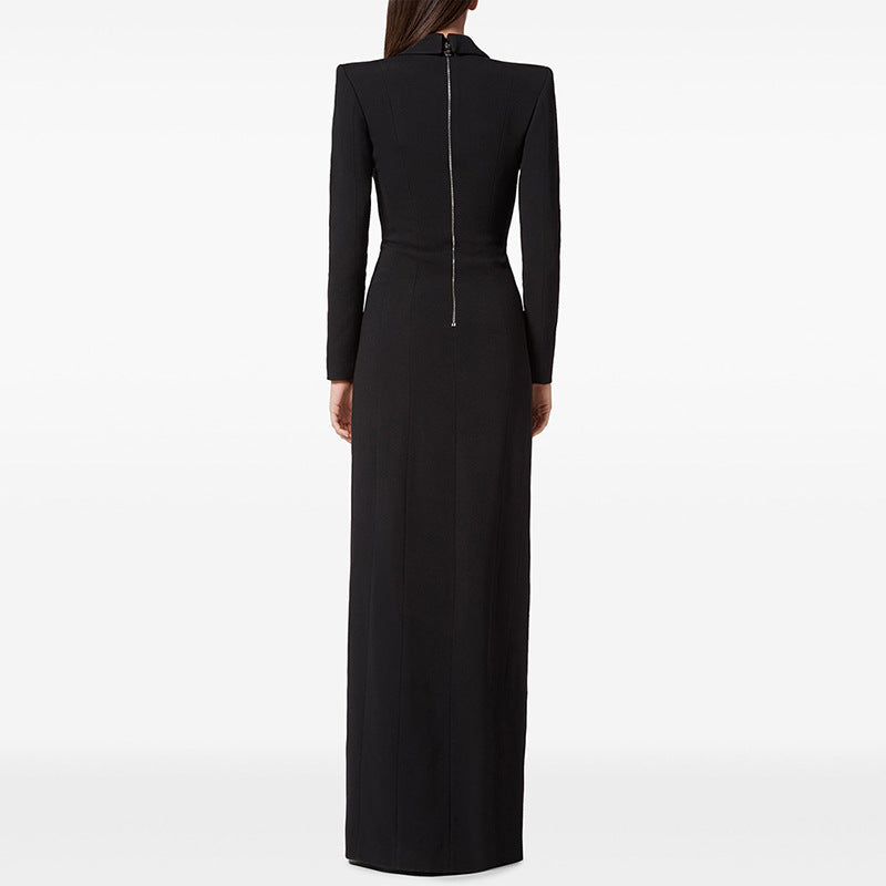 Fashion Diamond Button Deep V Collar Dresses