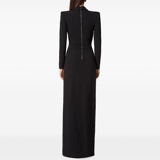 Fashion Diamond Button Deep V Collar Dresses