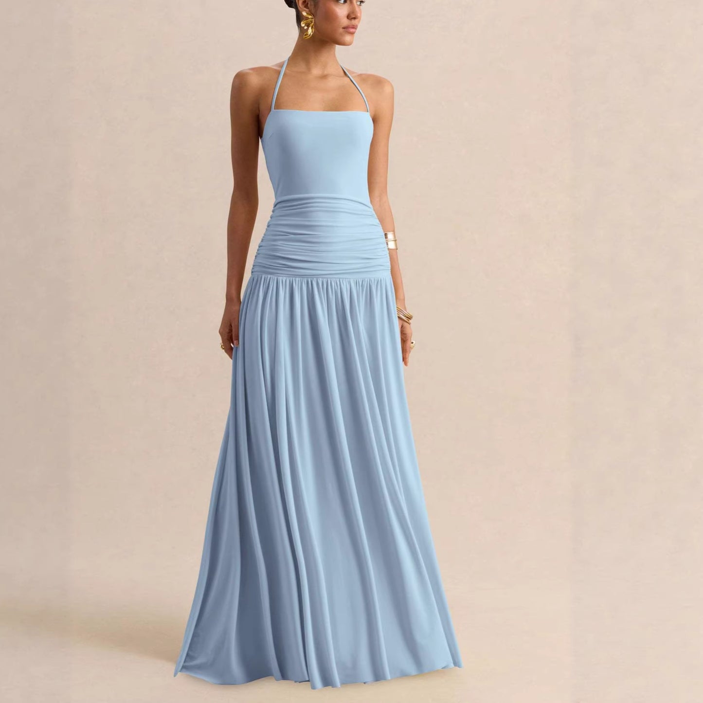 Women's Temperament Pure Color Tube Halter Backless Tops