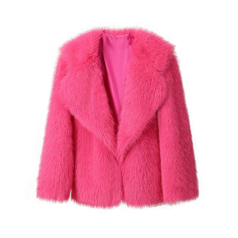 Women's Lapel Leather Fur Faux Loose Korean Coats