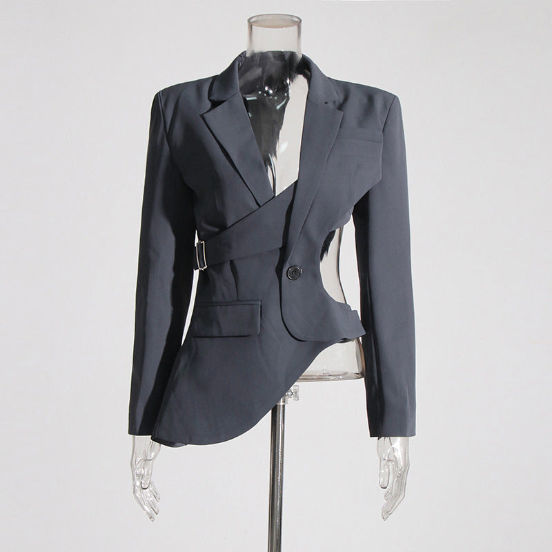 Sneaky Design Asymmetric Small Niche Midriff Blazers