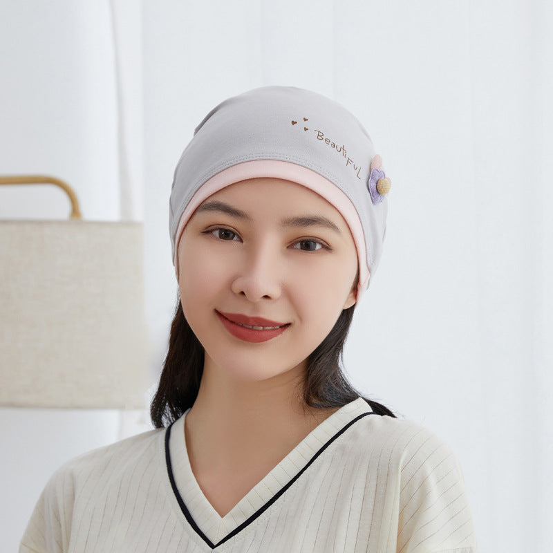 Women's Cotton Cartoon Flower Bear Confinement Headscarf Bags